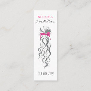 Carte De Visite Mini Cute Rose Bow Gris et Blanc Braider Hair Style