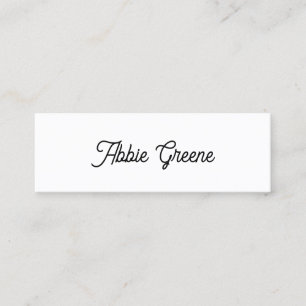 Carte De Visite Mini Cute Simple Blanc Script Social Media Networker