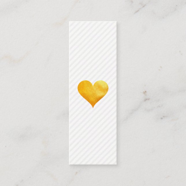 Carte De Visite Mini Cutesy Gold Heart Stripe Motif (Devant)