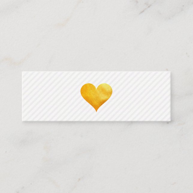 Carte De Visite Mini Cutesy Gold Heart Stripe Motif (Devant)