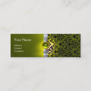 Carte De Visite Mini DAMASK MONOGRAM ruban de gemme blanc jaune