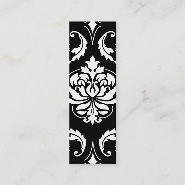 Carte De Visite Mini Damassé de diamant dans le blanc sur le noir (Devant)