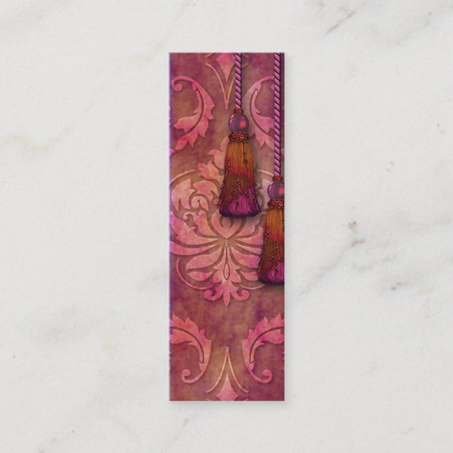 Carte De Visite Mini Damassé de diamant, MAROC dans fuchsia et orange (Devant)