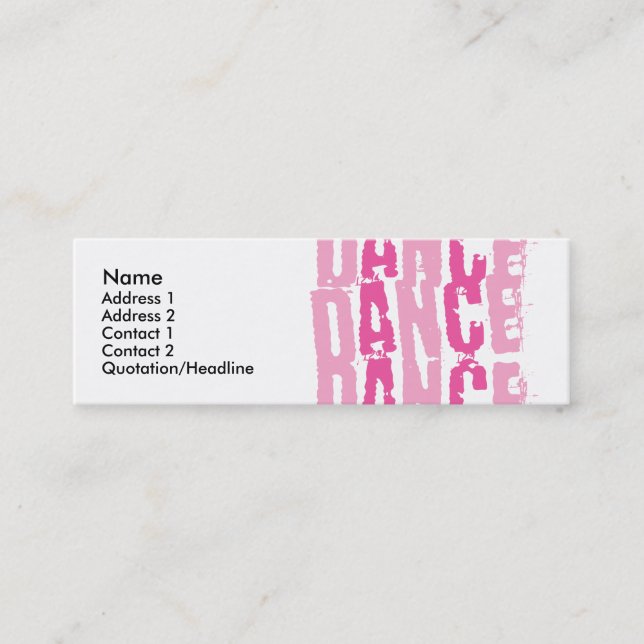 Carte De Visite Mini Dance3, nom, adresse 1, adresse 2, contact 1,… (Devant)