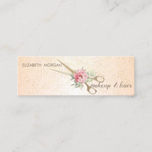 Carte De Visite Mini Design élégant, Confetti, Ciseaux, Rose