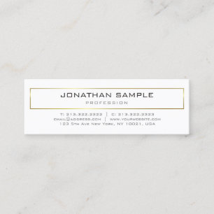 Carte De Visite Mini Design élégant moderne Gold White Design tendance