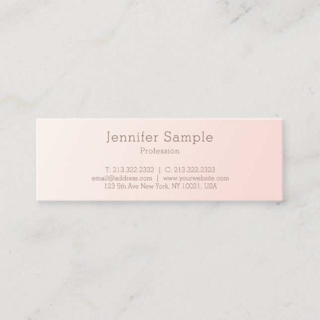 Carte De Visite Mini Design élégant rose clair moderne Design simple te (Devant)