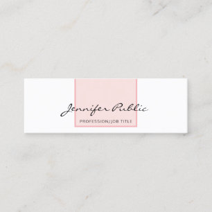 Carte De Visite Mini Design épuré, blanc rose, créatif simple et modern