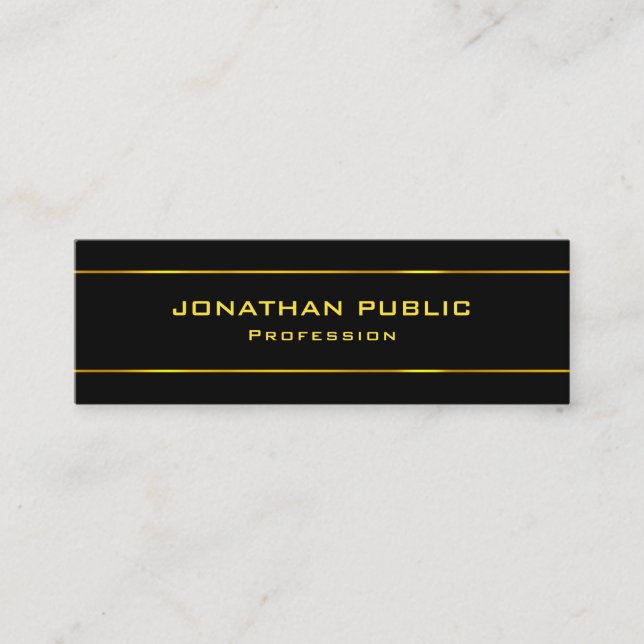 Carte De Visite Mini Design moderne créatif Modèle Elégant Black Gold (Devant)