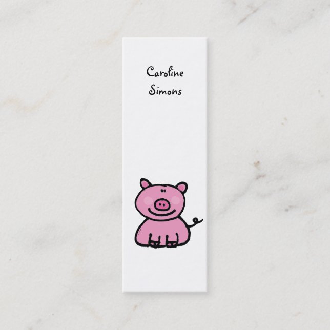 Carte De Visite Mini Dessin animé de cochon rose mignon (Devant)