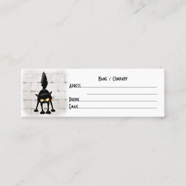 Carte De Visite Mini Dessin de Funny Fierce Black Cat (Devant)