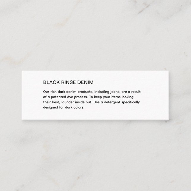 Carte De Visite Mini Détails de l'entretien du vêtement Hang Insérer un (Devant)