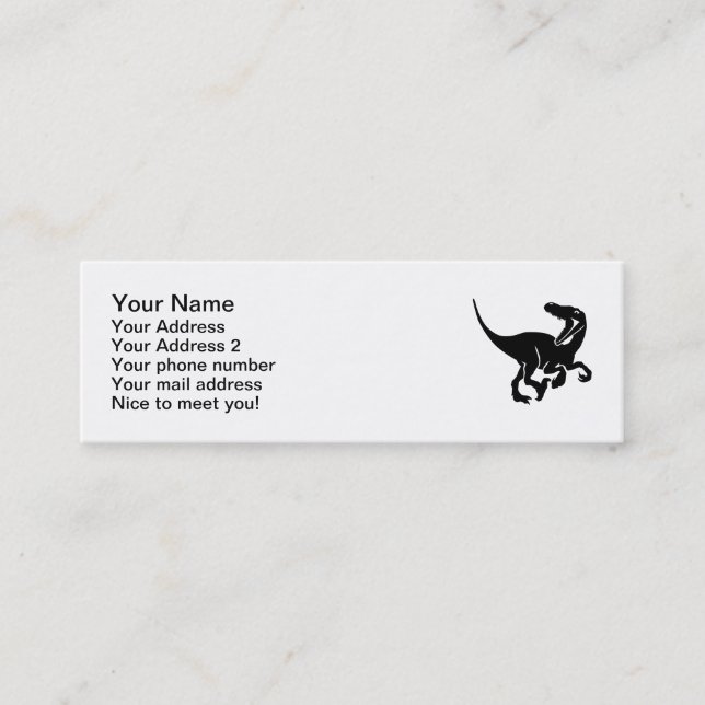 Carte De Visite Mini Dinosaure de Velociraptor (Devant)