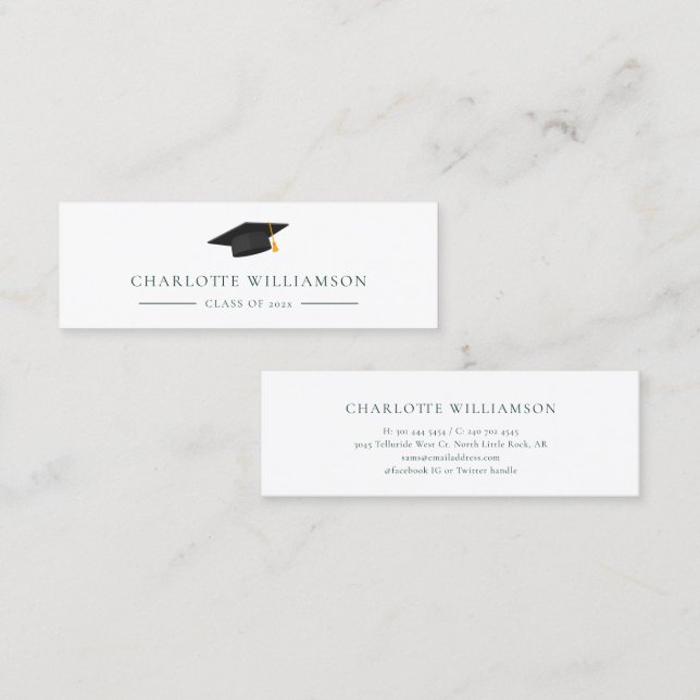 Carte De Visite Mini Diplôme 2026 Appel de nom moderne (Devant / Derrière)