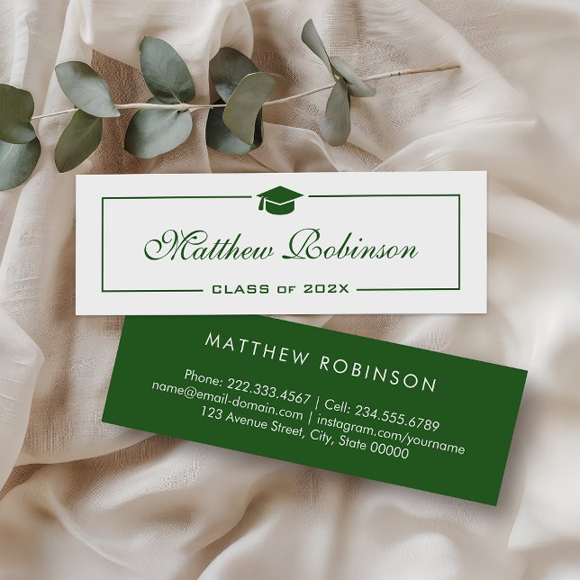 Carte De Visite Mini Diplôme de Green et de White Classy (Créateur téléchargé)