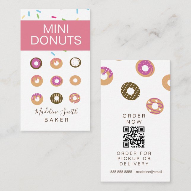Carte De Visite Mini Donuts Baker Boulangerie Maison Friandises (Devant / Derrière)