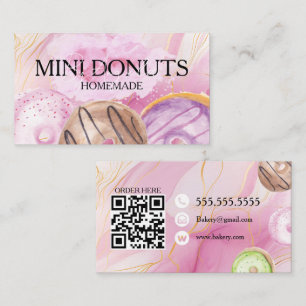 Carte De Visite Mini Donuts Boulangerie Traités Aquarelle