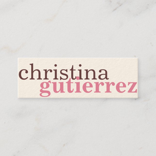 Carte De Visite Mini Échange réseau ultime typographie ecru rose (Devant)