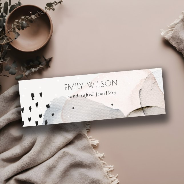 Carte De Visite Mini Écran d'oreille Abstrait rose Aquarelle (Créateur téléchargé)