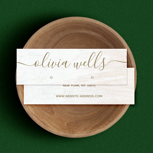 Carte De Visite Mini Écran d'oreille en bois blanc du script Signature (Créateur téléchargé)