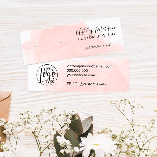 Carte De Visite Mini Écran d'oreille pour bijoux en brosse rose (Créateur téléchargé)