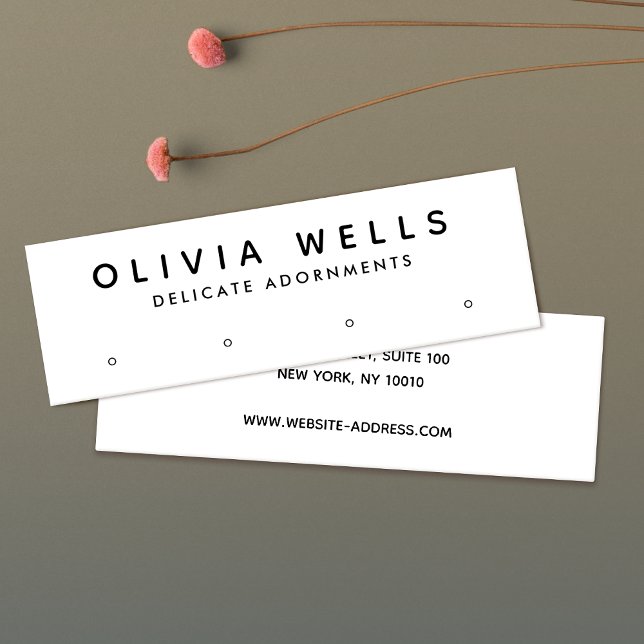 Carte De Visite Mini Écran d'oreille simple moderne blanc 4 trous (Créateur téléchargé)