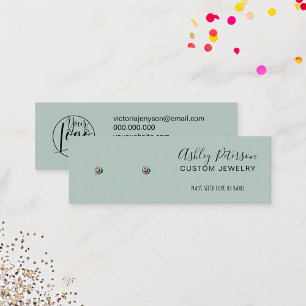 Carte De Visite Mini Écran minimaliste de bijoux vert sauge