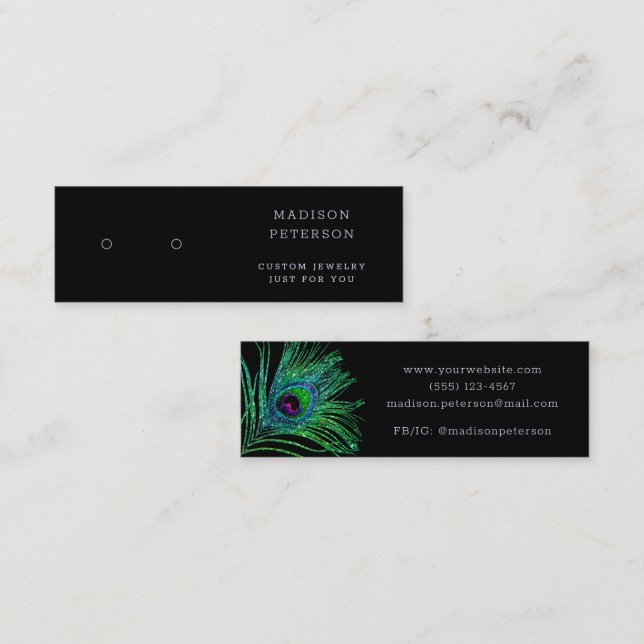 Carte De Visite Mini Écran moderne Parties scintillant en plumes Bijoux (Devant / Derrière)