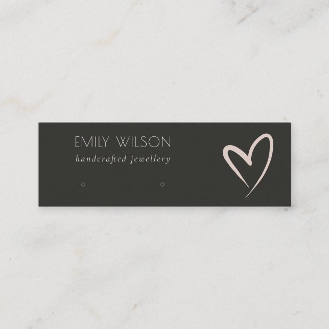 Carte De Visite Mini Écran simple Noir Noir Broussissant Coeur Écran (Devant)