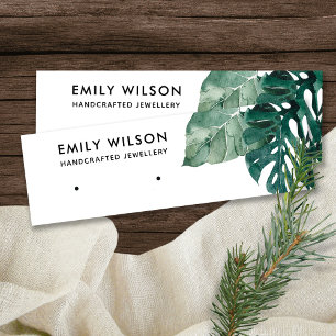 CARTE DE VISITE MINI ÉCRAN TROPICAL GREEN MOSTERA FAUNA STUD EARRÊT