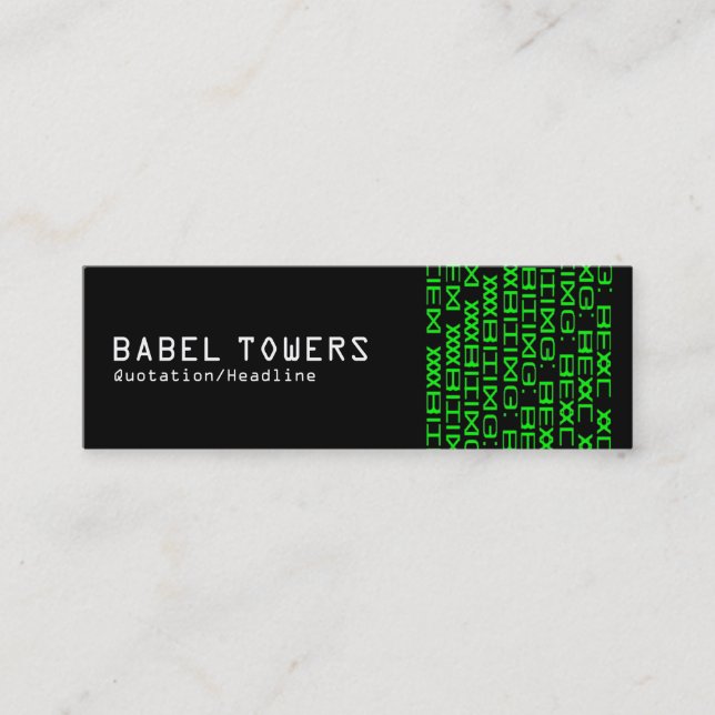 Carte De Visite Mini Écriture Alien réelle (Devant)