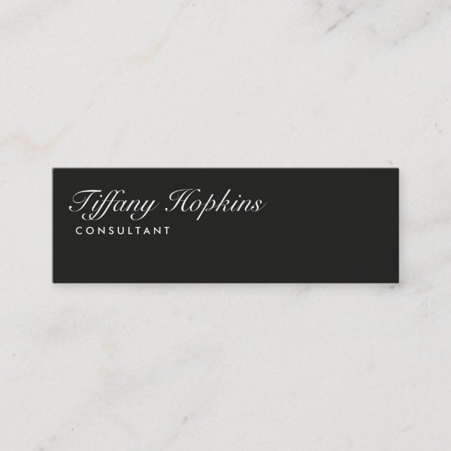 Carte De Visite Mini Écriture manuscrite Gris foncé Moderne mince Femin (Devant)