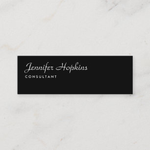 Carte De Visite Mini Écriture manuscrite Noir moderne Slim Feminine