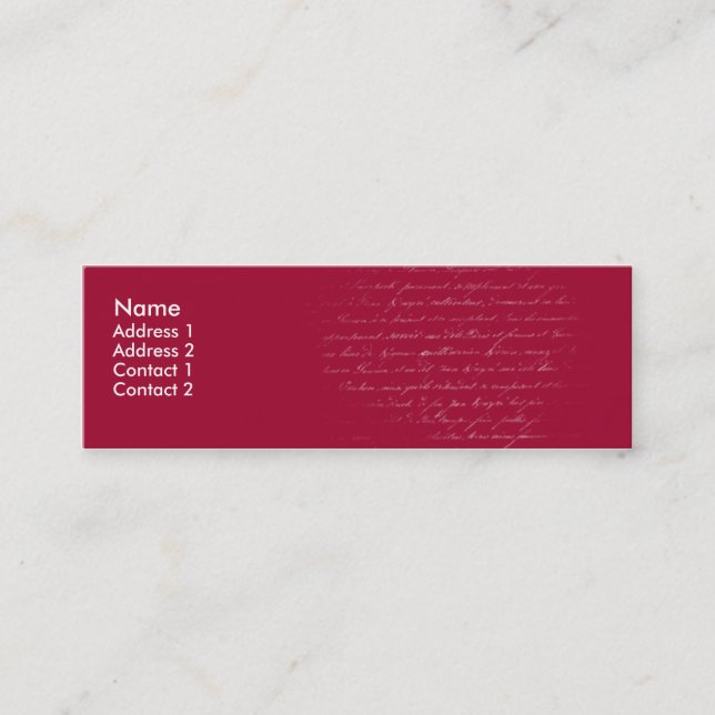 Carte De Visite Mini Écriture rouge - maigre (Devant)