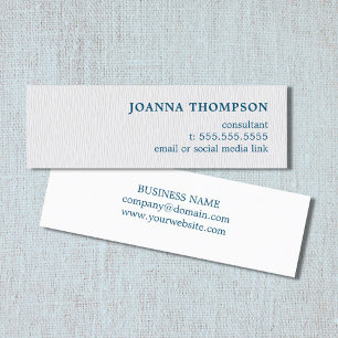 Carte De Visite Mini Elegan Simple Texture Blanc Bleu Consultant