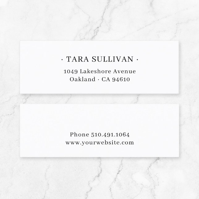 Carte De Visite Mini Élégance exotique. Typographie minimale 07. (Timeless Quiet Luxury Small Business Stationary - classic serif typography minimalist business card.)