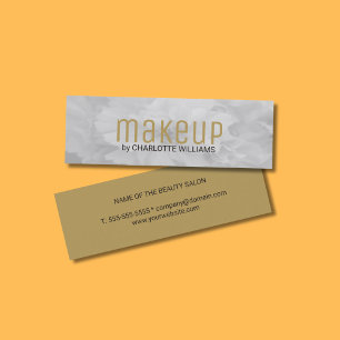 Carte De Visite Mini Élégant Artiste de maquillage floral gris clair ch