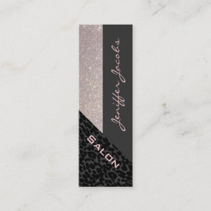 Carte De Visite Mini Élégant chic luxe contemporain léopard glittery