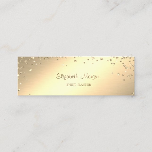 Carte De Visite Mini Élégant Chic Simple Or Diamants (Devant)