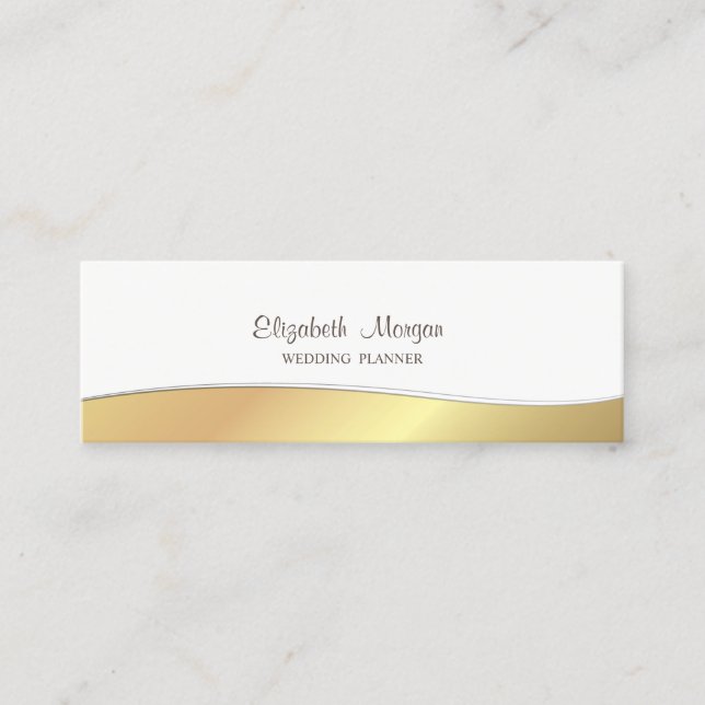 Carte De Visite Mini Élégant Chic Sophistiqué, Faux Or (Devant)