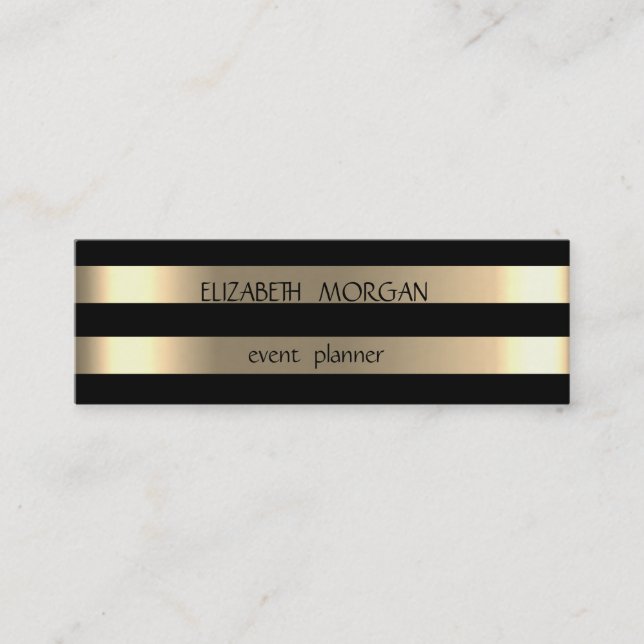 Carte De Visite Mini Élégant Design Moderne Or Grillé, Noir (Devant)