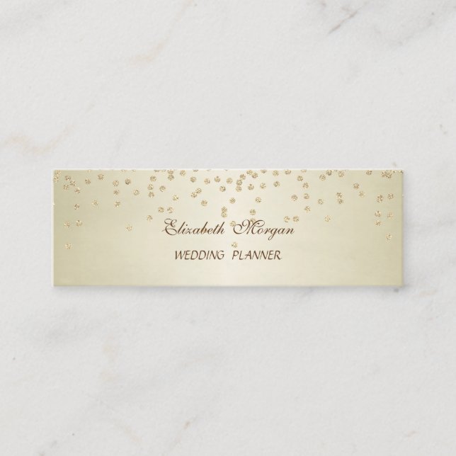 Carte De Visite Mini Élégant Faux Gold Foil Confetti- Diamants (Devant)