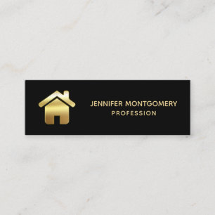 Carte De Visite Mini Elegant Gold House Symbole Real Estate Design