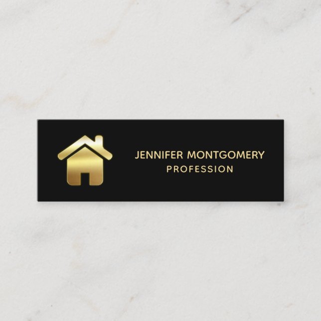 Carte De Visite Mini Elegant Gold House Symbole Real Estate Design (Devant)