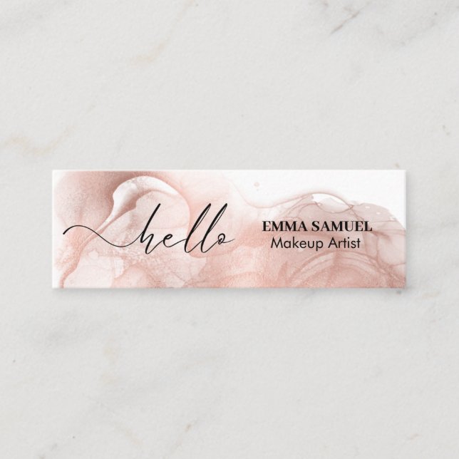 Carte De Visite Mini Élégant Hello Minimal Calligraphie Rose Or (Devant)