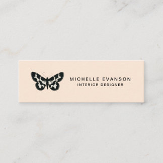 Carte De Visite Mini Élégant logo papillon Peach Tan professionnel