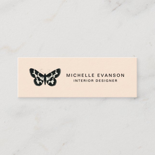 Carte De Visite Mini Élégant logo papillon Peach Tan professionnel (Devant)