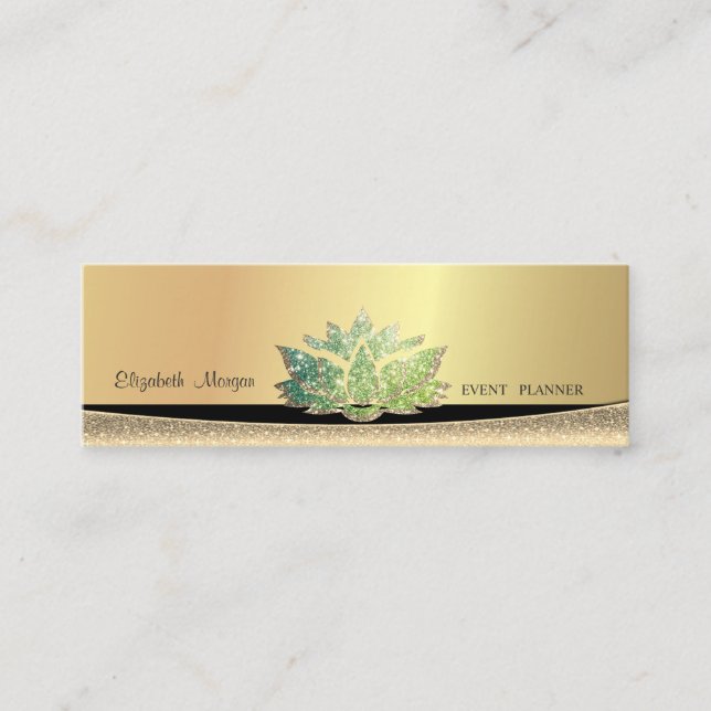 Carte De Visite Mini Élégant Lotus Vert Moderne Élégant (Devant)