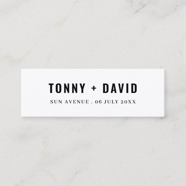 Carte De Visite Mini Élégant marque-page mini cadeau de mariage minimal (Devant)