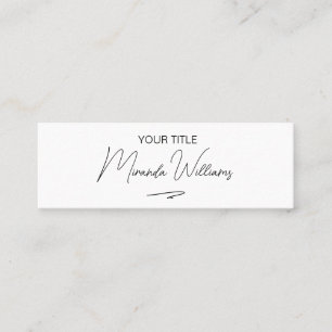 Carte De Visite Mini Élégant minimaliste Nom personnalisé manuscrit bla